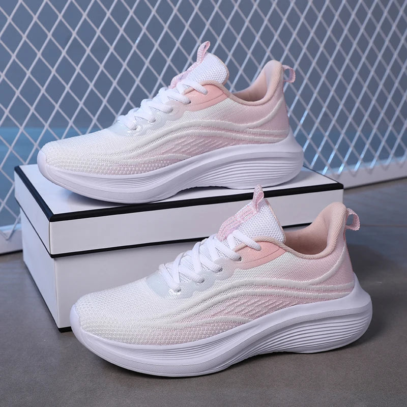 Women’s Breathable Mesh Sneakers – Lightweight Anti-Slip Lace-Up Summer Running & Hiking Athletic Shoes