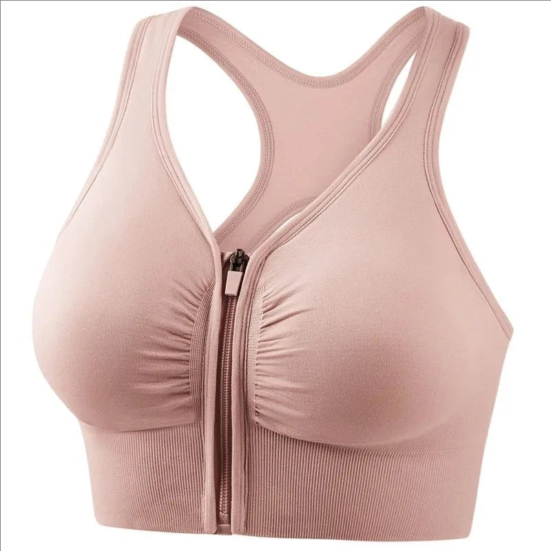 Women’s Front Zipper Sports Bra – Breathable Yoga & Gym Fitness Vest