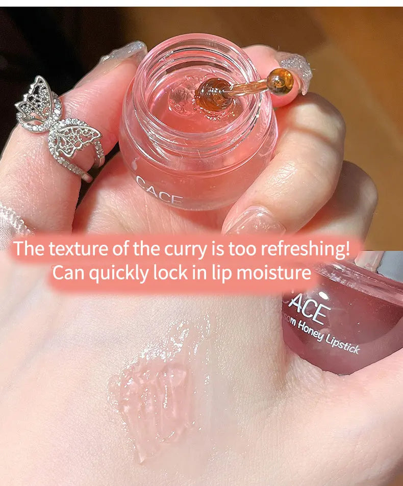 CACE Cherry Blossom Honey Lip Balm – Deep Hydration, Plumping Effect, Non-Sticky Glossy Finish, Nourishing Daily Lip Care (5g)