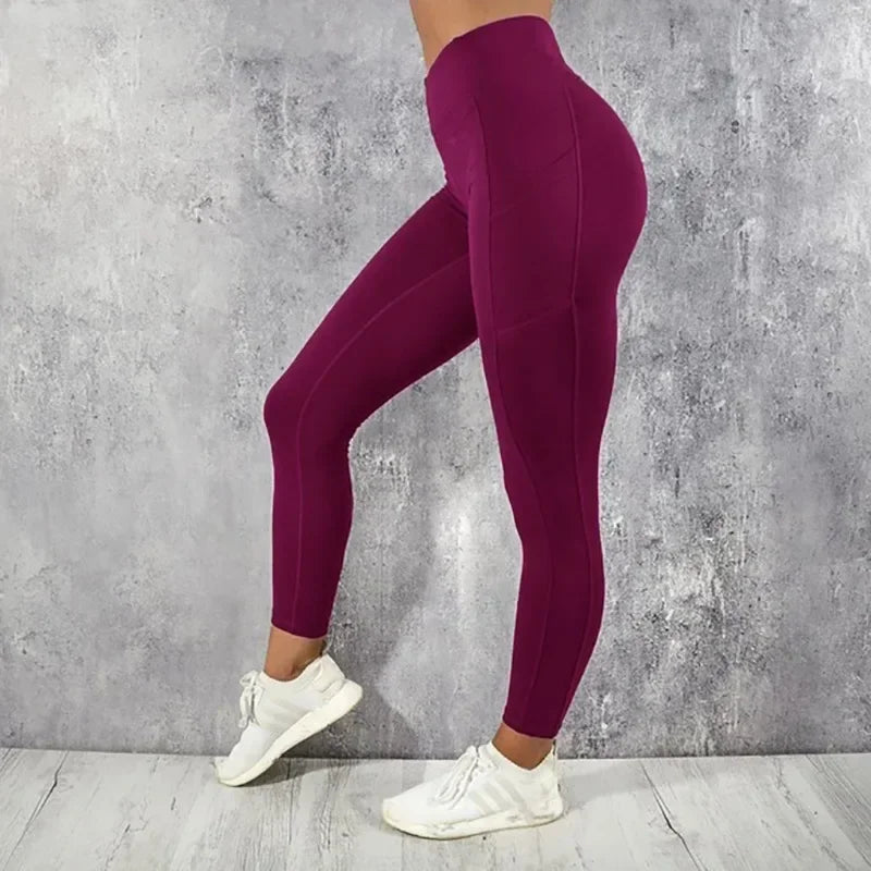 High Waist Yoga Leggings for Women – Butt Lifting Gym & Running Tights with Pocket, Stretchy Ankle-Length Sports Pants