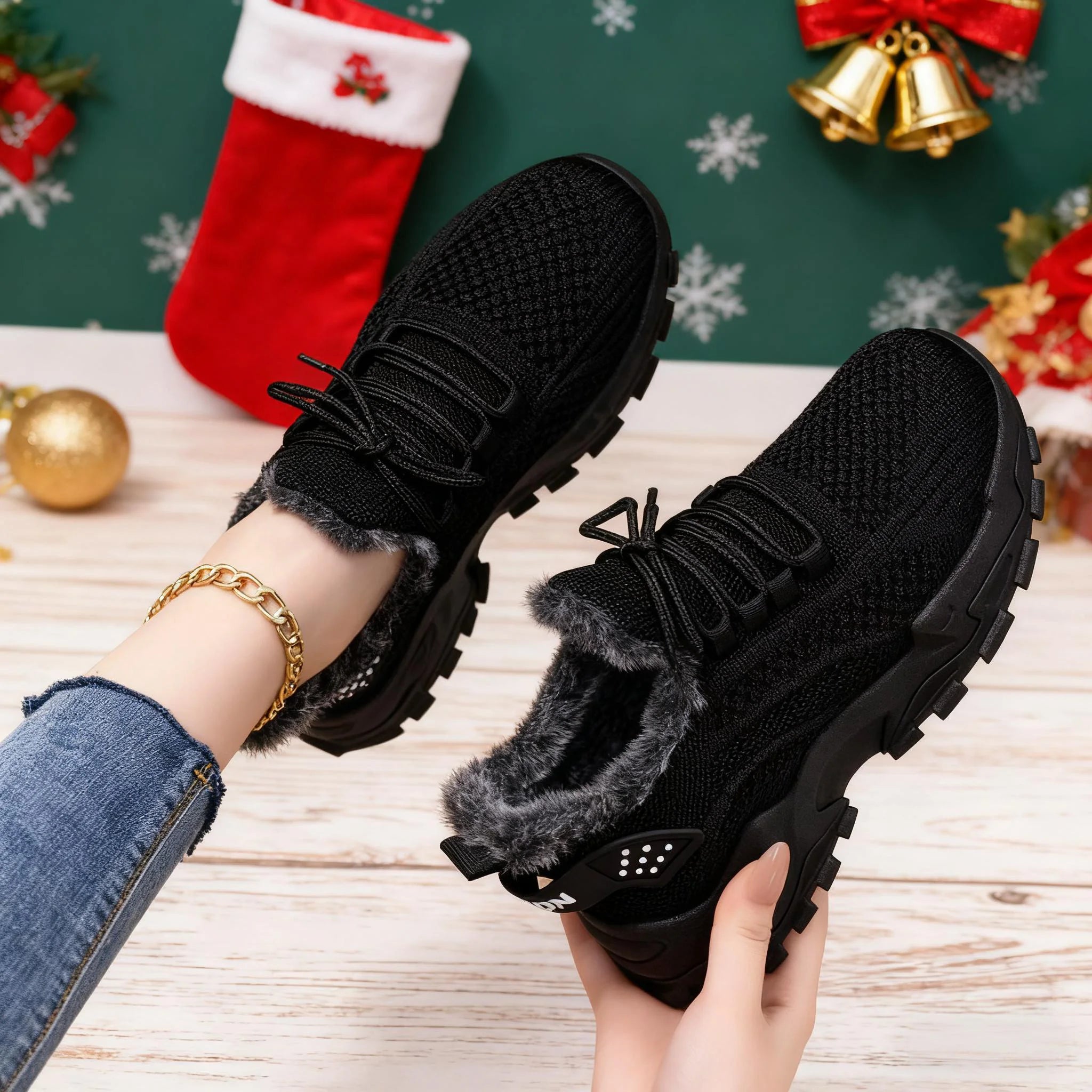 Women’s Winter Warm Non-Slip Sports Shoes – Plush Lined Outdoor Walking Sneakers for Cold Weather Comfort