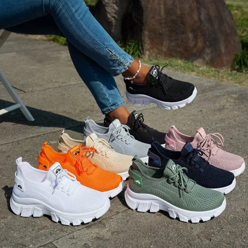 Women’s Lightweight Breathable Mesh Slip-On Walking Shoes – Plus Size Comfort Non-Slip Flat Sole Casual Spring Sneakers