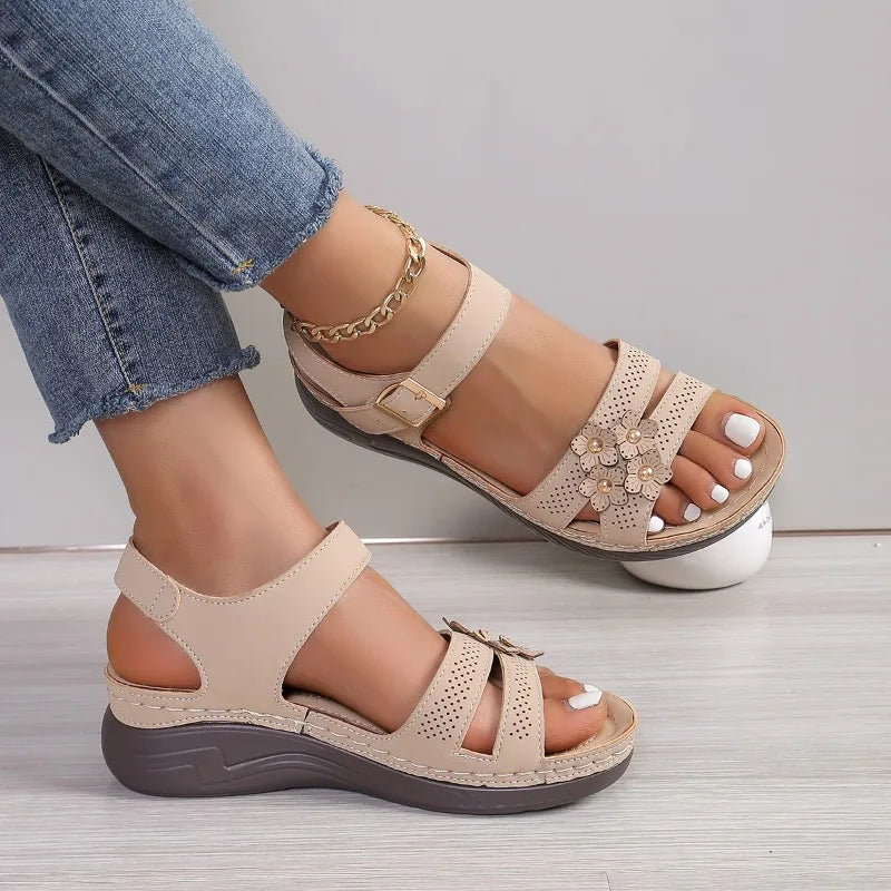 Women’s Orthopedic Wedge Sandals – Soft Soled Wide Toe Beach & Casual Ankle Strap Comfort Shoes