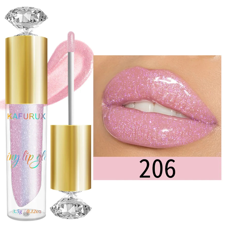 9-Color Diamond Shimmer Glitter Lip Gloss – Moisturizing Long-Lasting Sparkling Liquid Lipstick with Pearl Finish (3.5g)