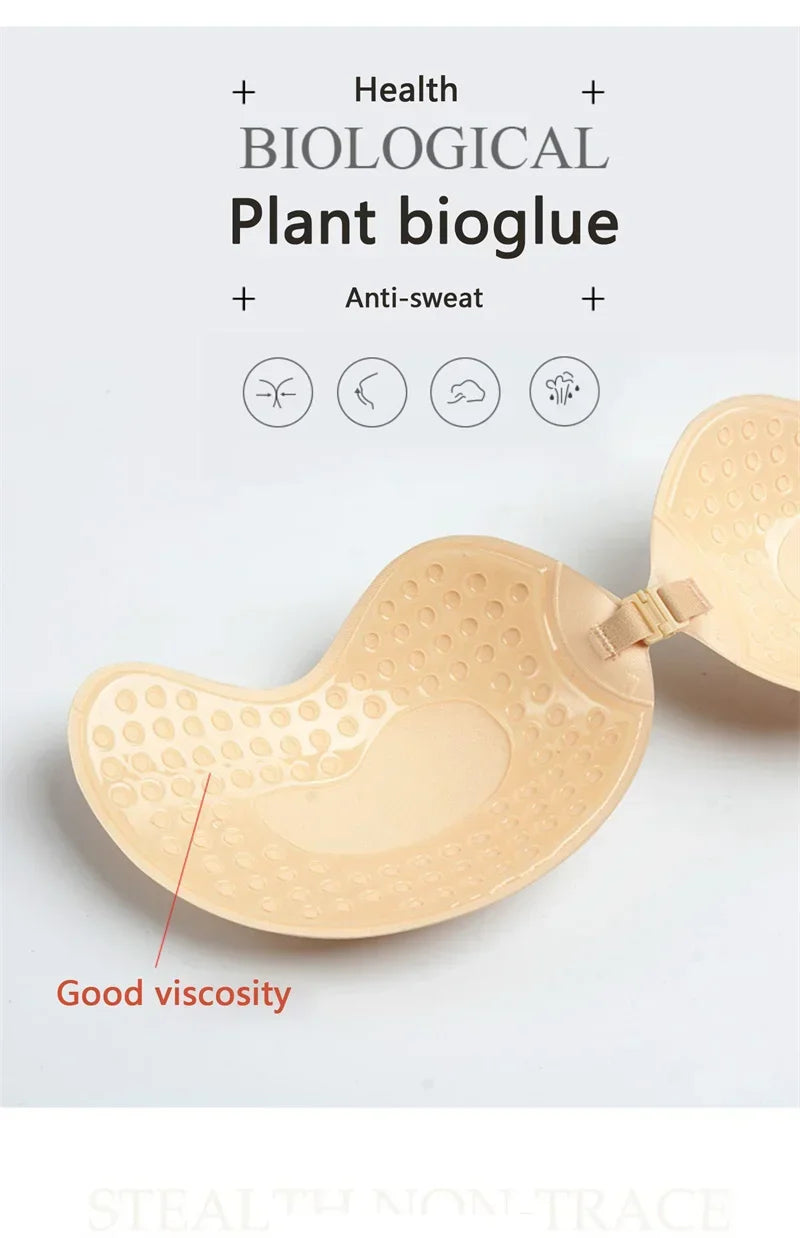 Invisible Silicone Stick-On Push Up Bra – Seamless Strapless Lift Breast Pads, Natural Color Breast Petals for Women (XT-002)