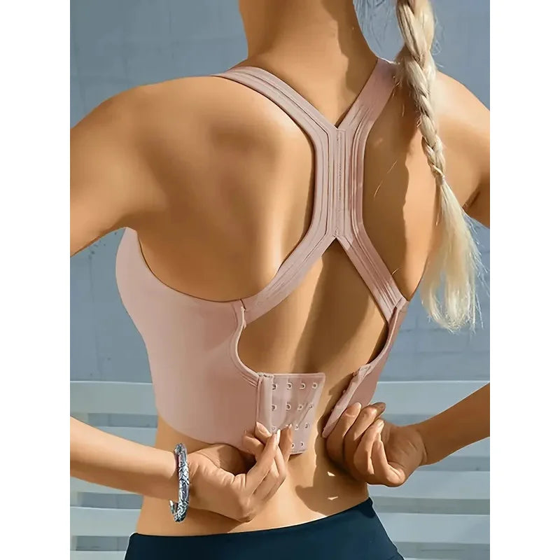Women’s Seamless Sports Yoga Tank Bra – Push Up Padded Wire-Free Breathable Full Cup Comfort Bra