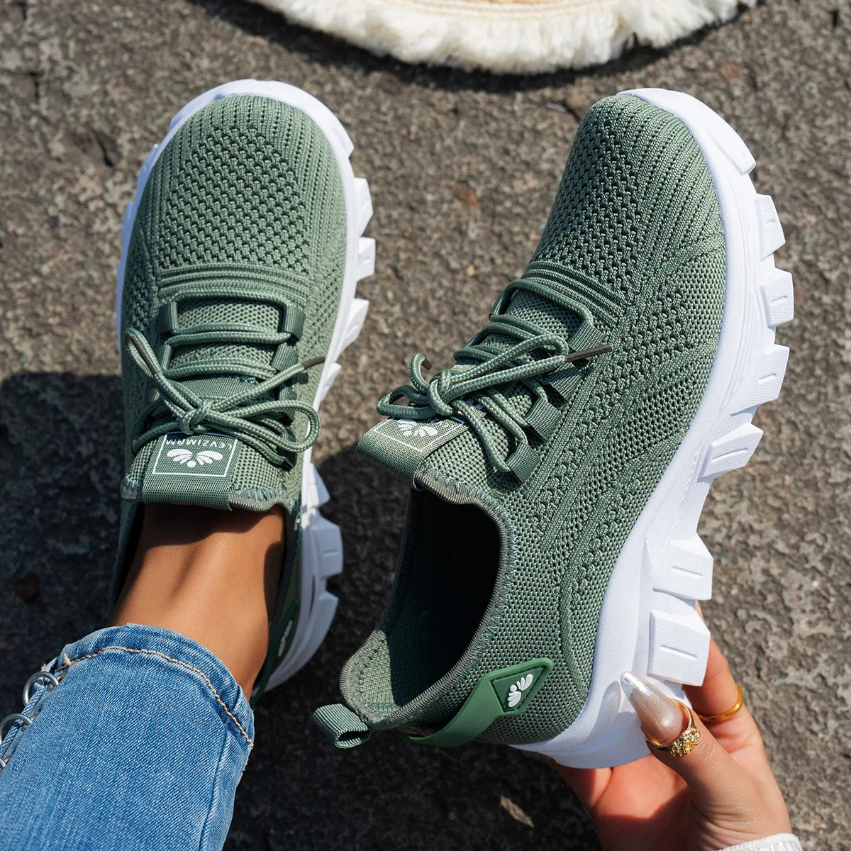 Women’s Lightweight Breathable Mesh Slip-On Walking Shoes – Plus Size Comfort Non-Slip Flat Sole Casual Spring Sneakers