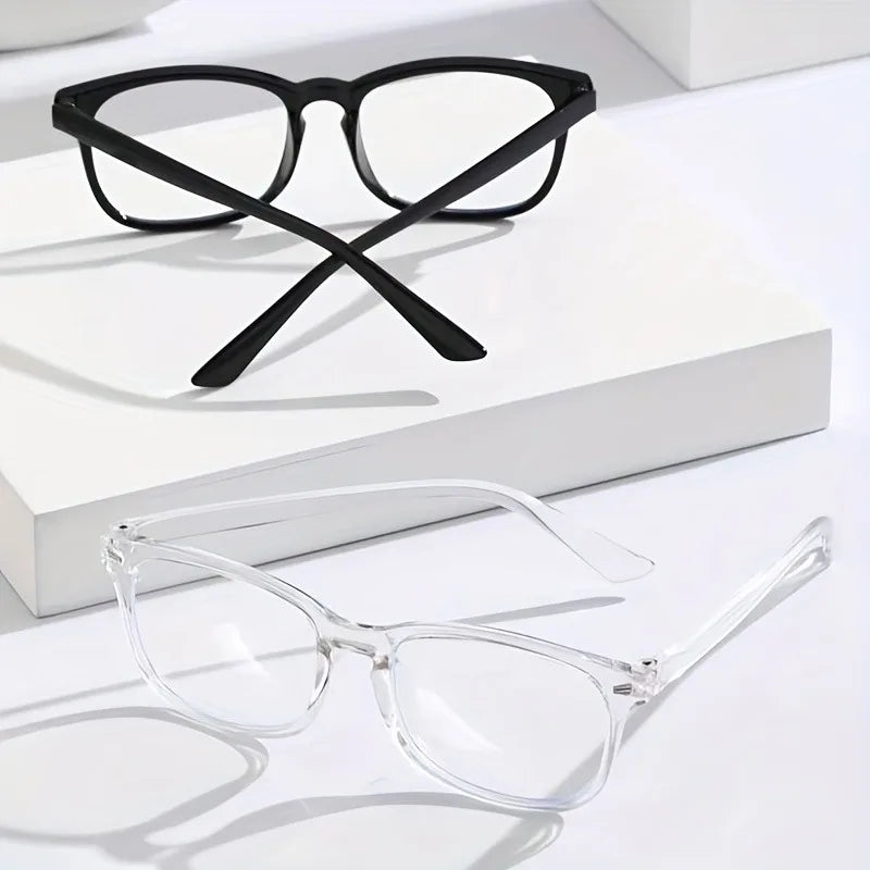 3pcs Lightweight Square Blue Light Blocking Glasses – Minimalist PC Full Frame Clear Lens Eyewear for Women