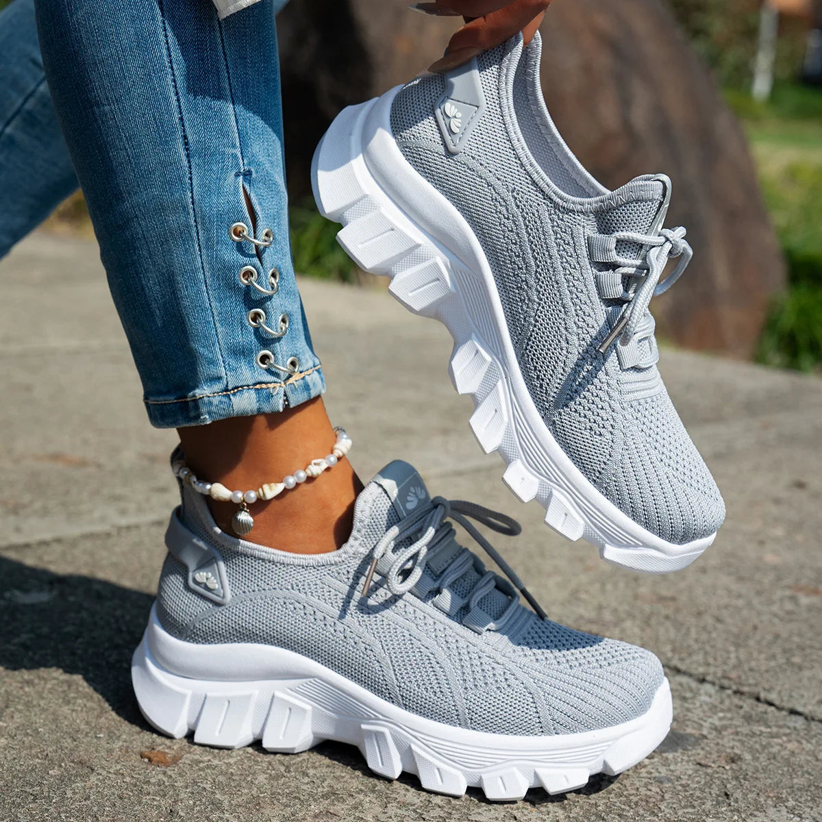 Women’s Lightweight Breathable Mesh Slip-On Walking Shoes – Plus Size Comfort Non-Slip Flat Sole Casual Spring Sneakers