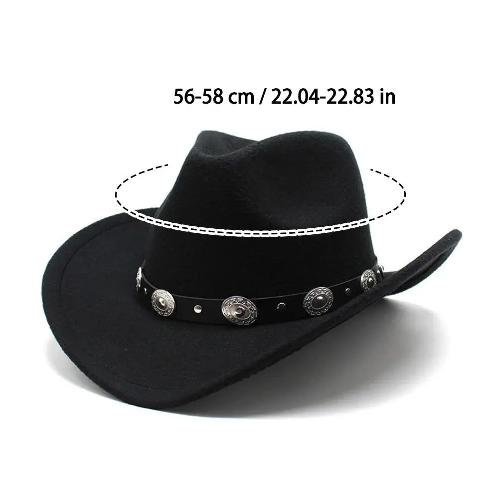 Vintage Western Cowboy Hat for Women – Roll-Up Brim Fedora with Belt Buckle, Sun Protection, All-Season Polyester Cowgirl Hat