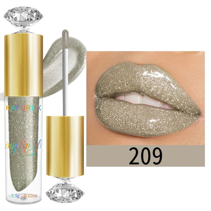 9-Color Diamond Shimmer Glitter Lip Gloss – Moisturizing Long-Lasting Sparkling Liquid Lipstick with Pearl Finish (3.5g)