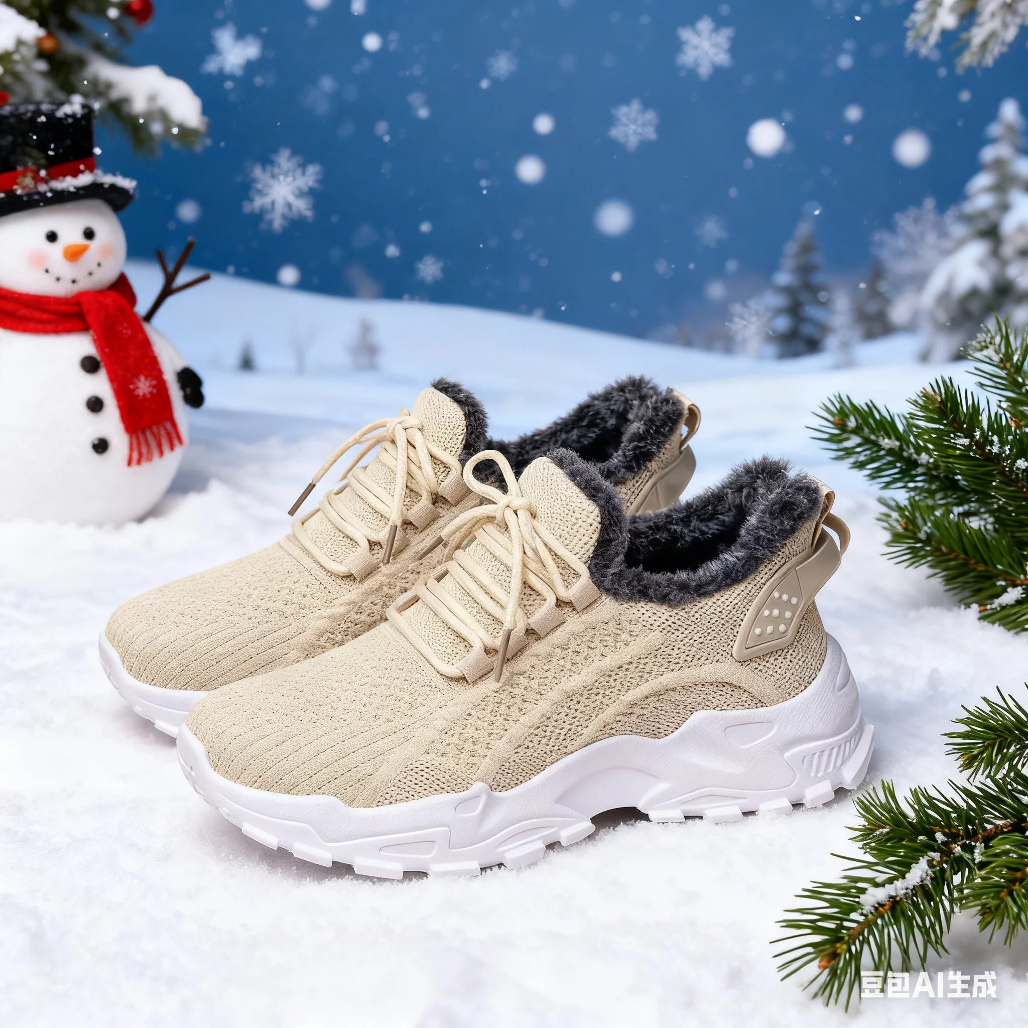 Women’s Winter Warm Non-Slip Sports Shoes – Plush Lined Outdoor Walking Sneakers for Cold Weather Comfort