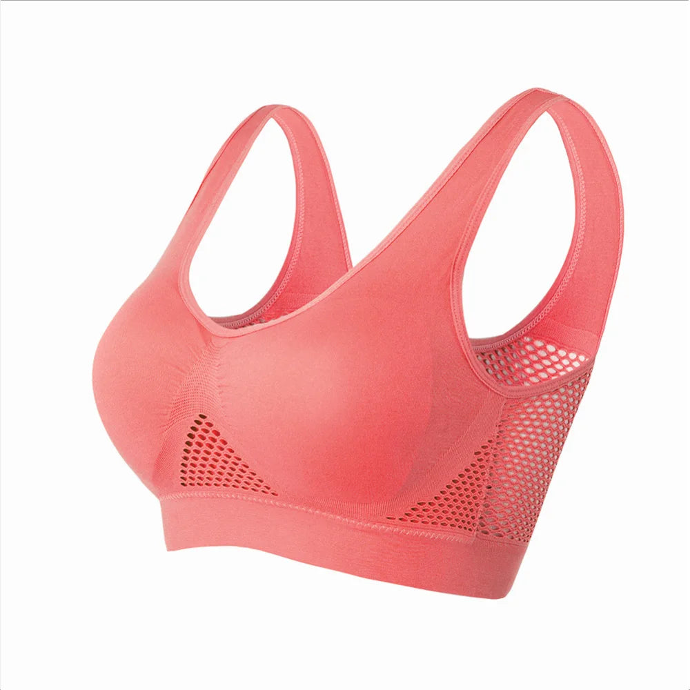 Seamless Mesh Sports Bra for Women – Breathable, Shockproof Wireless Fitness Crop Top (Plus Size up to 6XL)