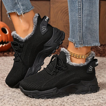 Women’s Winter Warm Non-Slip Sports Shoes – Plush Lined Outdoor Walking Sneakers for Cold Weather Comfort