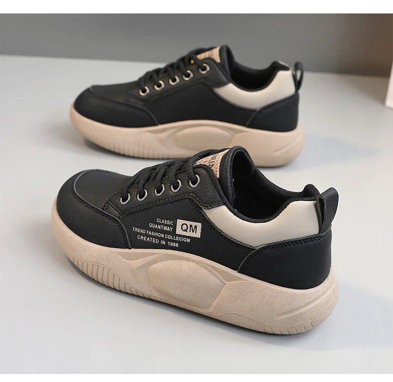 New Women’s Thick Sole Elevated Sneakers – Spring Casual PU Sports & Street Board Shoes