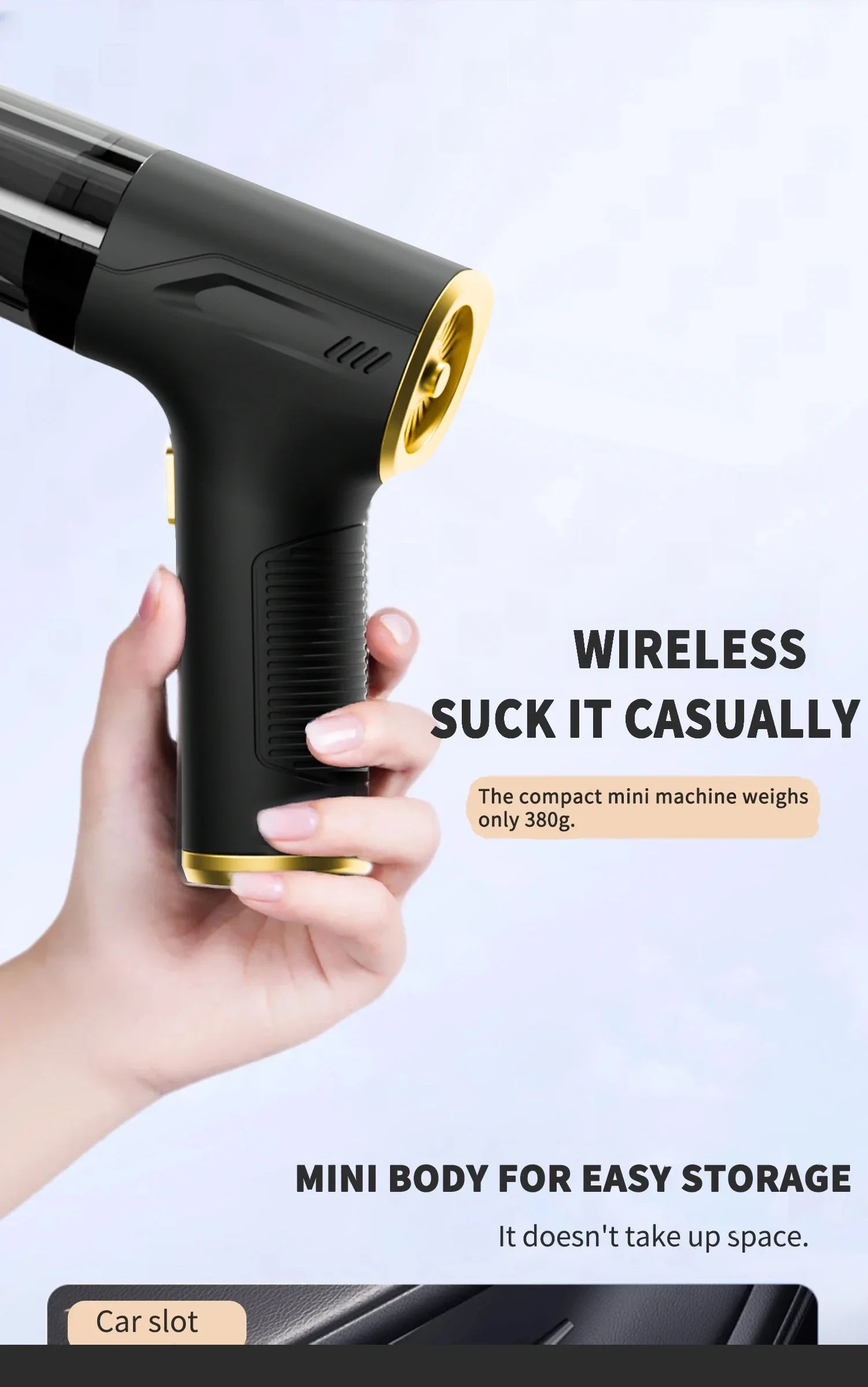 CENRR 98000PA Cordless Mini Car Vacuum Cleaner – Powerful Portable Handheld Wireless Auto Cleaner & Air Blower Tool