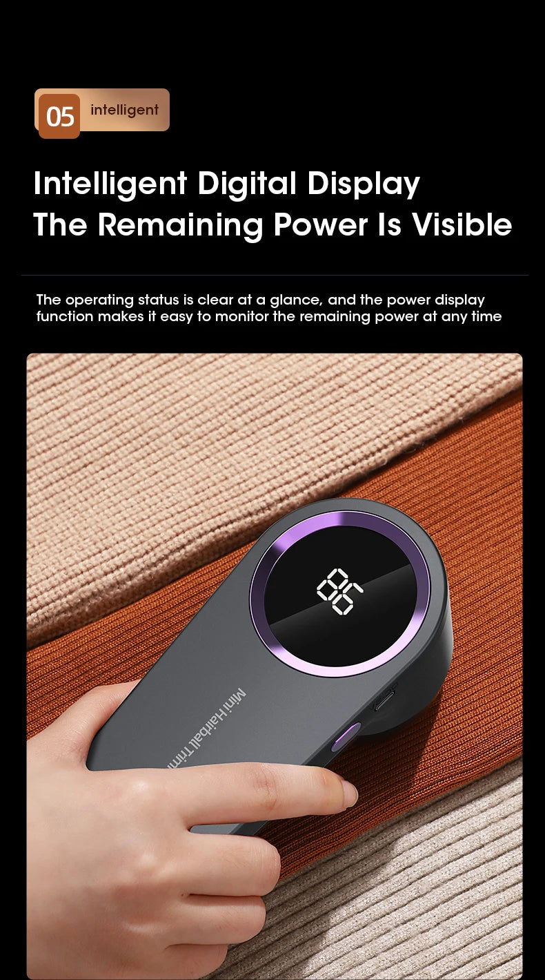 USB Rechargeable LED Electric Lint Remover for Clothes – 8000 RPM Fabric Shaver with Digital Display