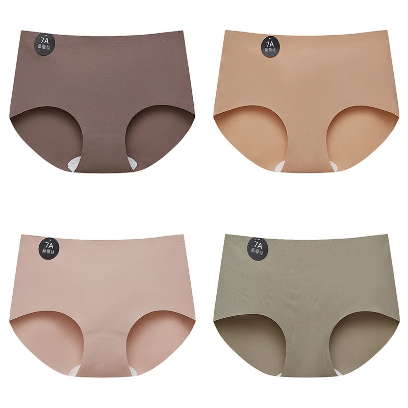 FallSweet 4-Pack Seamless Ice Silk Women’s Panties – Soft Breathable Mid-Rise No-Show Briefs Underwear