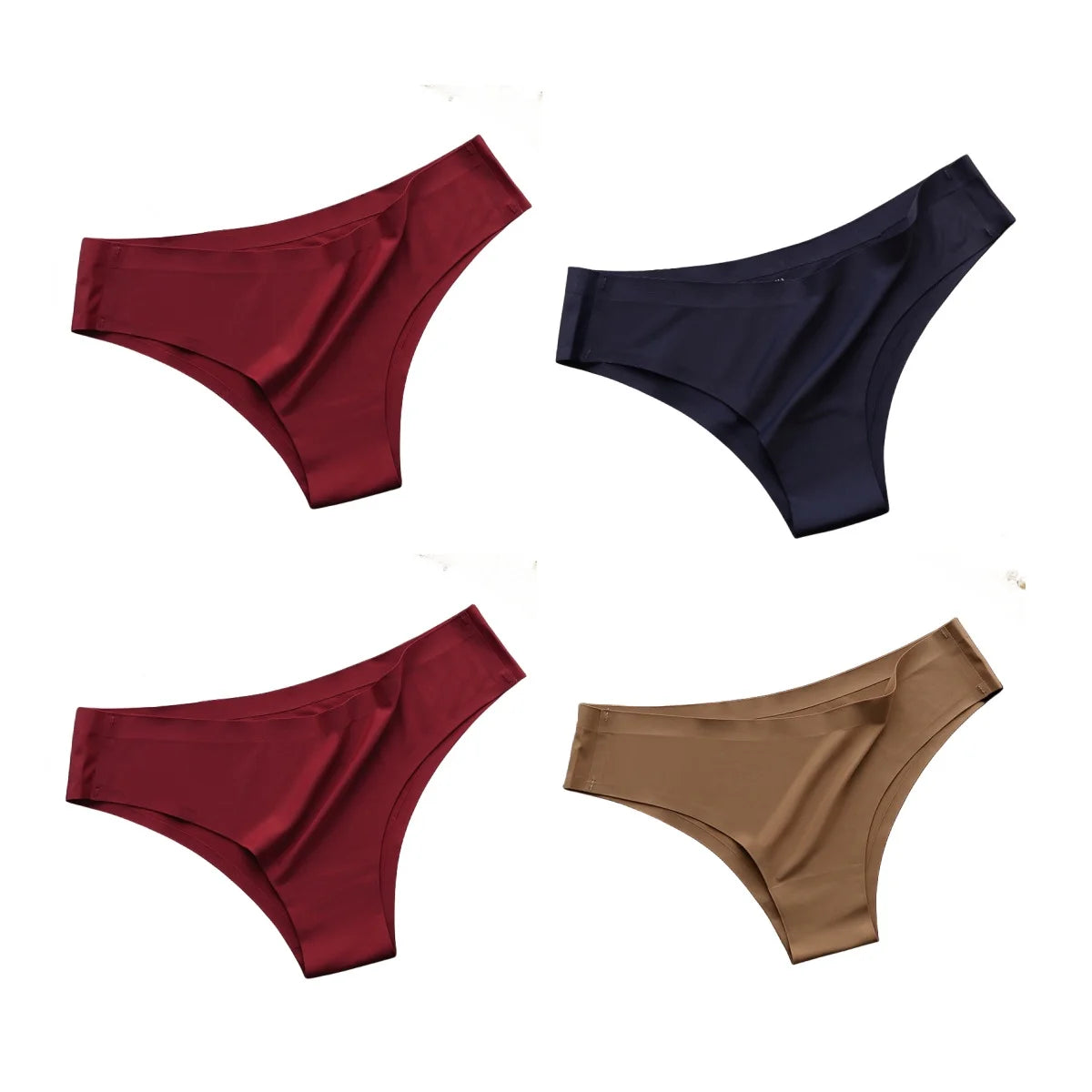 4PCS Seamless Women’s G-String Panties Set – Ultra-Thin Ice Silk Low Waist Invisible Briefs, Soft Breathable Cotton Crotch Underwear