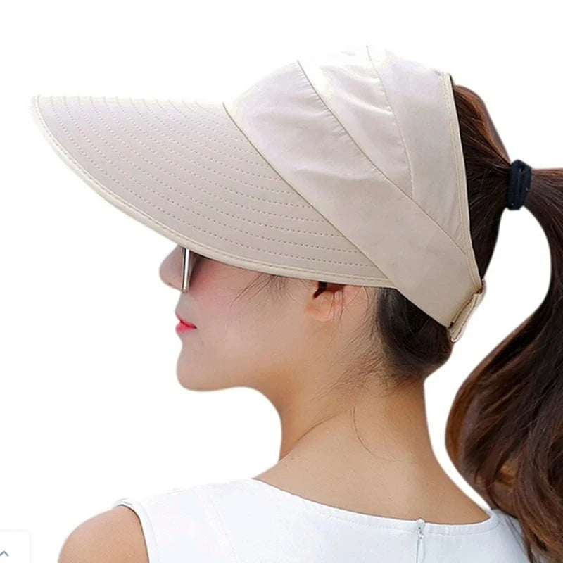 Women’s Foldable Wide Brim Sun Hat – UV Protection Summer Beach Visor Cap, Casual Lightweight Holiday Hat