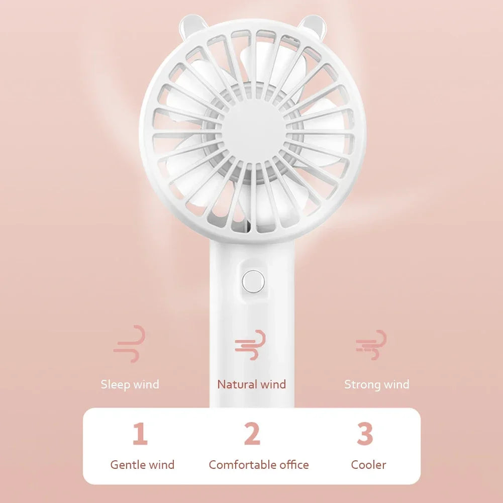 Portable Mini USB Rechargeable Handheld Cooling Fan – Compact Silent Personal Cooler for Travel, Desk & Eyelash Drying