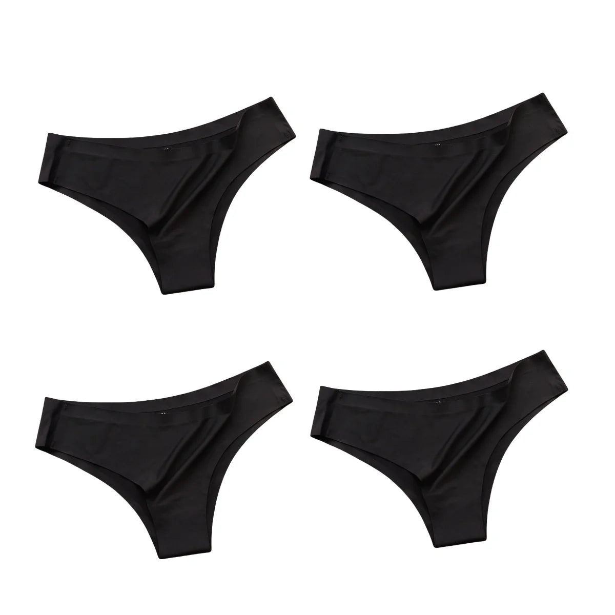 4PCS Seamless Women’s G-String Panties Set – Ultra-Thin Ice Silk Low Waist Invisible Briefs, Soft Breathable Cotton Crotch Underwear
