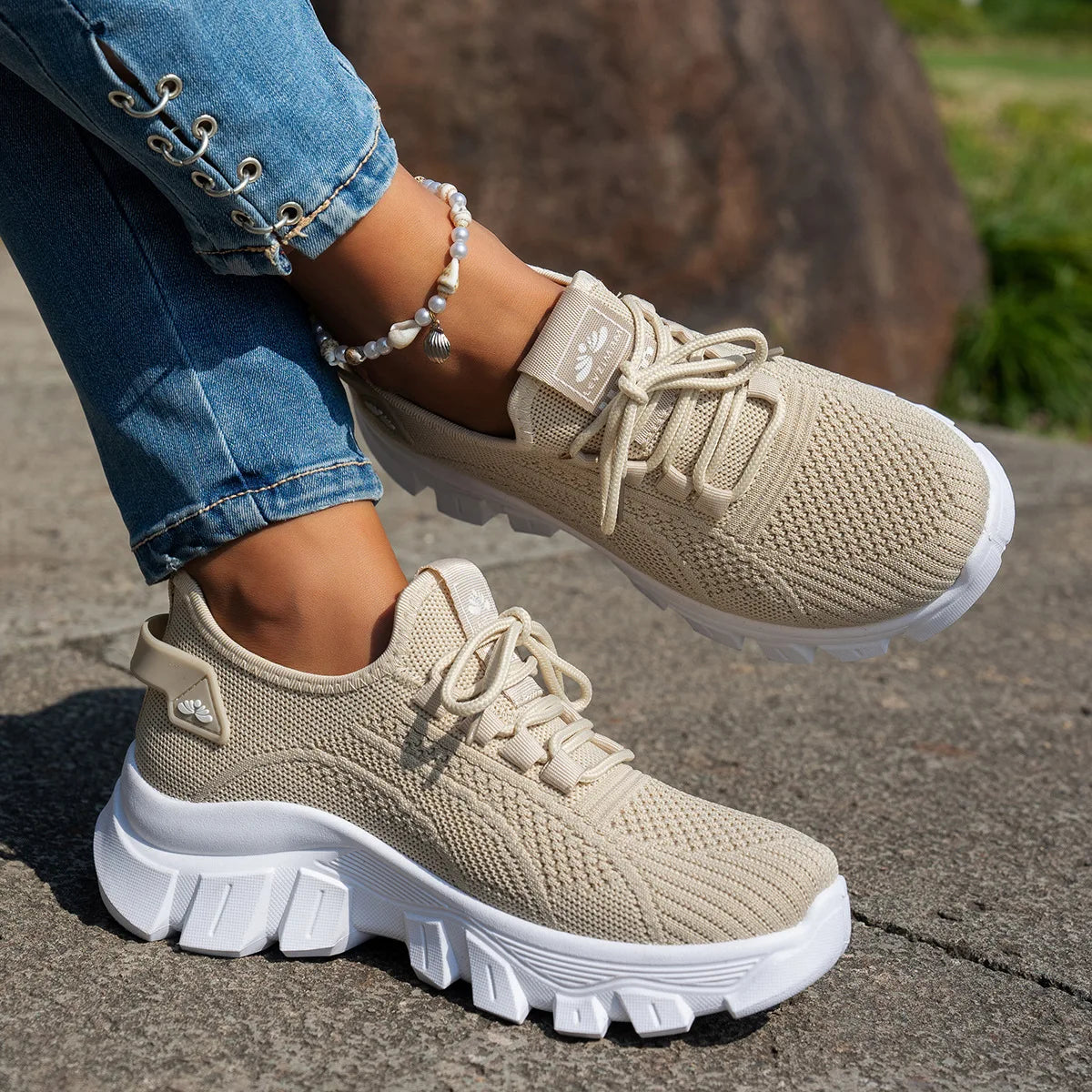 Women’s Lightweight Breathable Mesh Slip-On Walking Shoes – Plus Size Comfort Non-Slip Flat Sole Casual Spring Sneakers