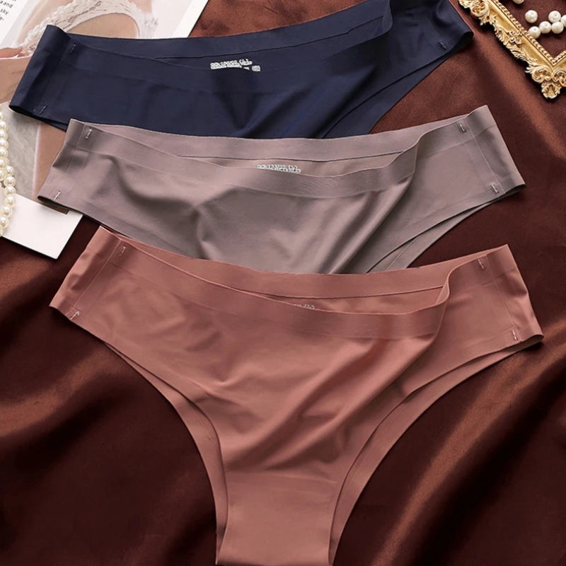4PCS Seamless Women’s G-String Panties Set – Ultra-Thin Ice Silk Low Waist Invisible Briefs, Soft Breathable Cotton Crotch Underwear