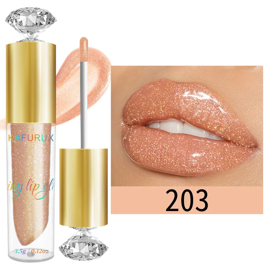 9-Color Diamond Shimmer Glitter Lip Gloss – Moisturizing Long-Lasting Sparkling Liquid Lipstick with Pearl Finish (3.5g)