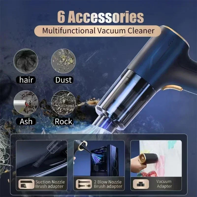 CENRR 98000PA Cordless Mini Car Vacuum Cleaner – Powerful Portable Handheld Wireless Auto Cleaner & Air Blower Tool