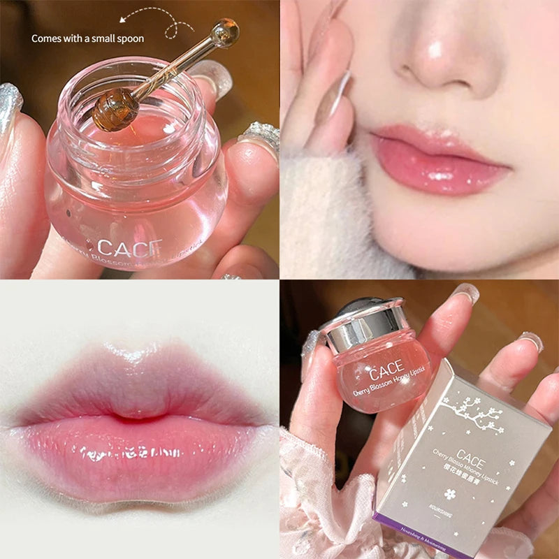 CACE Cherry Blossom Honey Lip Balm – Deep Hydration, Plumping Effect, Non-Sticky Glossy Finish, Nourishing Daily Lip Care (5g)