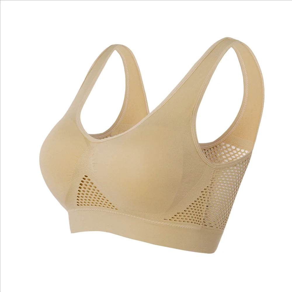 Seamless Mesh Sports Bra for Women – Breathable, Shockproof Wireless Fitness Crop Top (Plus Size up to 6XL)