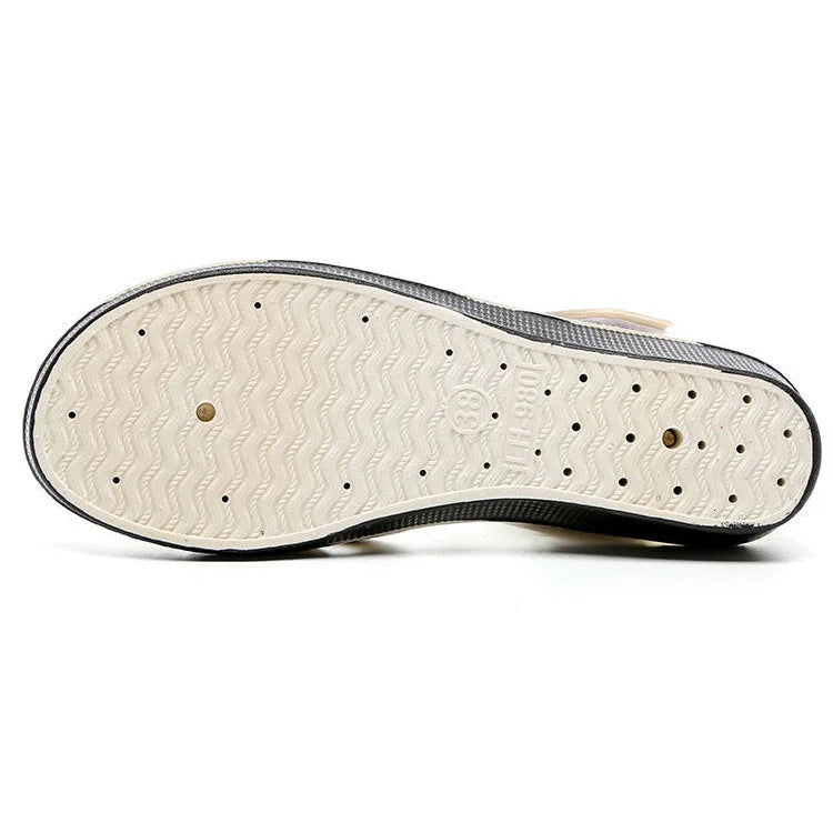 Women’s Non-Slip Wedge Mother Sandals – 4cm Soft Soled Hook & Loop Cross-Strap Casual Summer Comfort Shoes