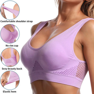 Seamless Mesh Sports Bra for Women – Breathable, Shockproof Wireless Fitness Crop Top (Plus Size up to 6XL)