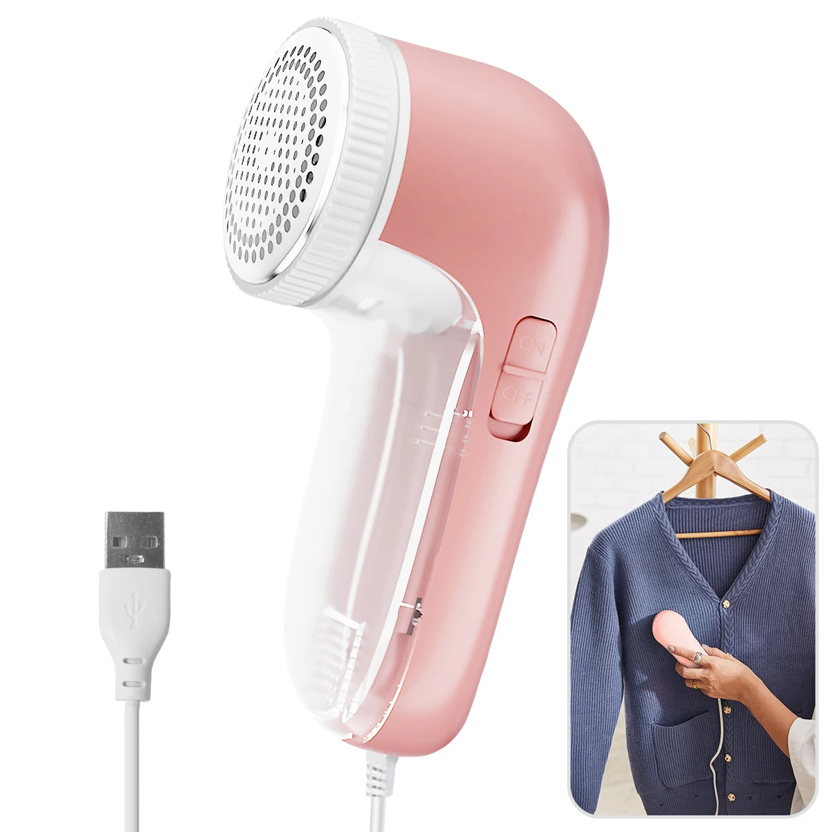 Electric Fabric Lint Remover – Portable Clothes Shaver with Stainless Steel Blades, USB 5V/2A Rechargeable Fuzz & Pill Remover for Wool & Garments