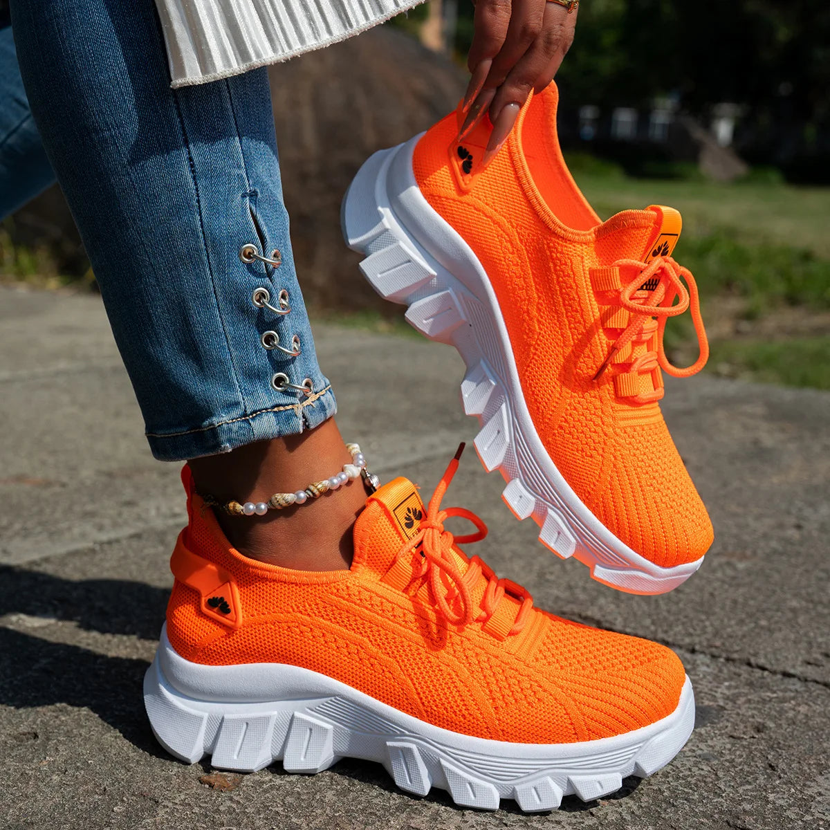 Women’s Lightweight Breathable Mesh Slip-On Walking Shoes – Plus Size Comfort Non-Slip Flat Sole Casual Spring Sneakers