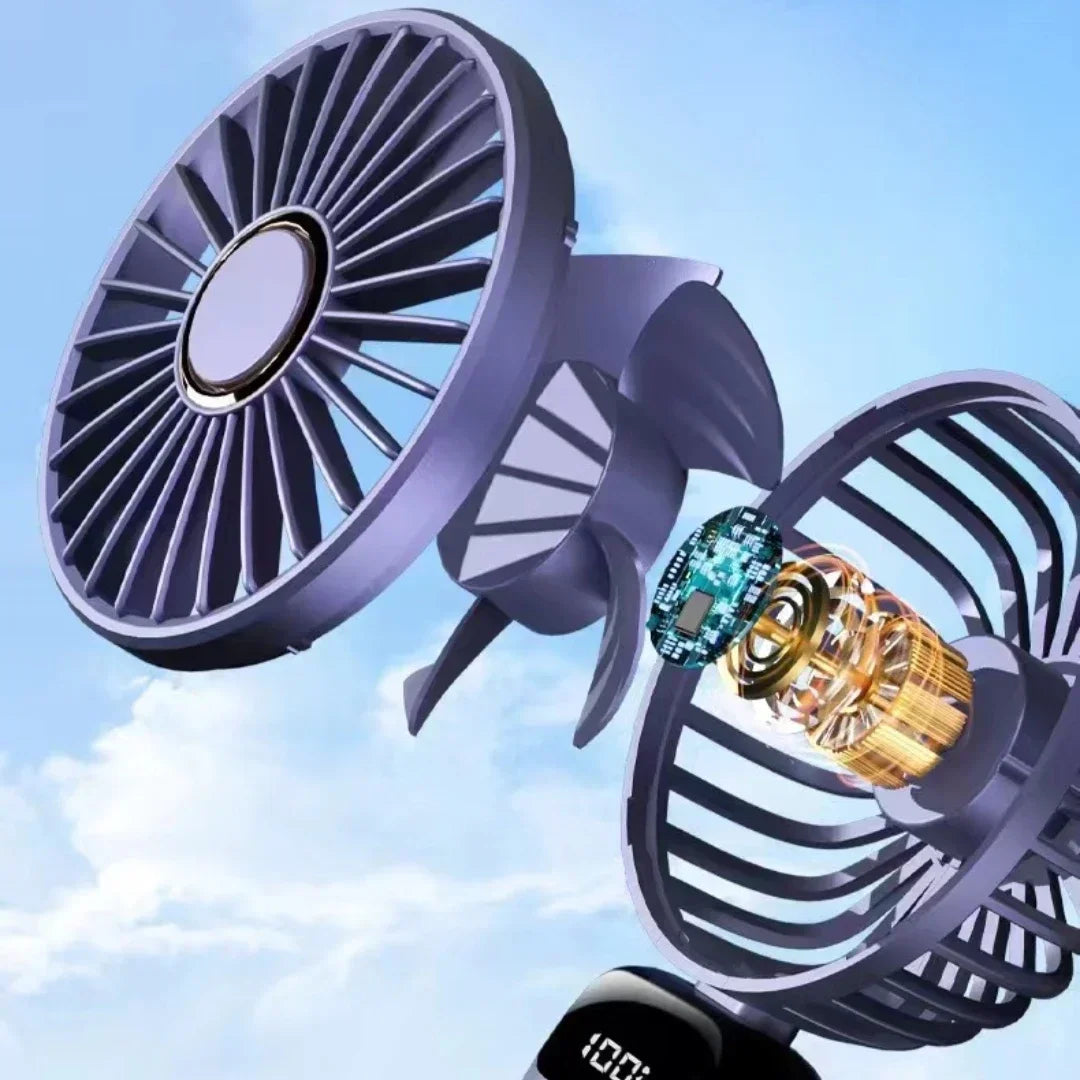 Portable Rechargeable Handheld Fan with LED Display, 5-Speed Mini Clip Fan with 90° Adjustable Head & Aromatherapy Function – USB Personal Cooling Fan for Office, Travel & Outdoor Use