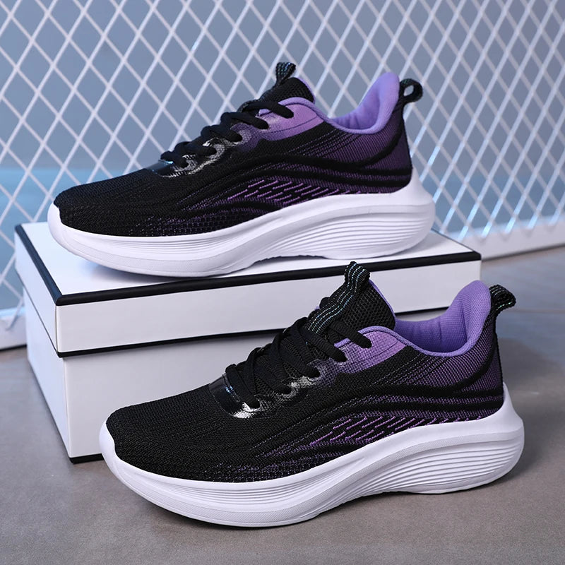 Women’s Breathable Mesh Sneakers – Lightweight Anti-Slip Lace-Up Summer Running & Hiking Athletic Shoes