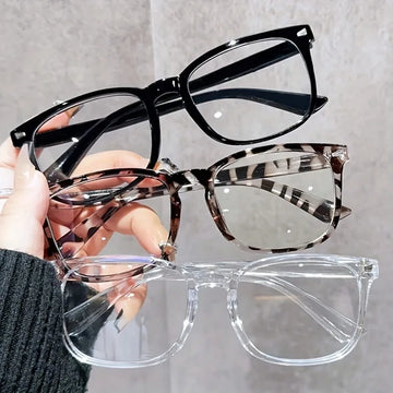 3pcs Lightweight Square Blue Light Blocking Glasses – Minimalist PC Full Frame Clear Lens Eyewear for Women