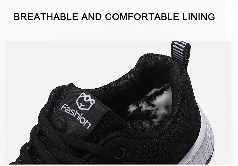 Women Casual Mesh Walking Sneakers – Breathable Lace-Up Flat Shoes for Women