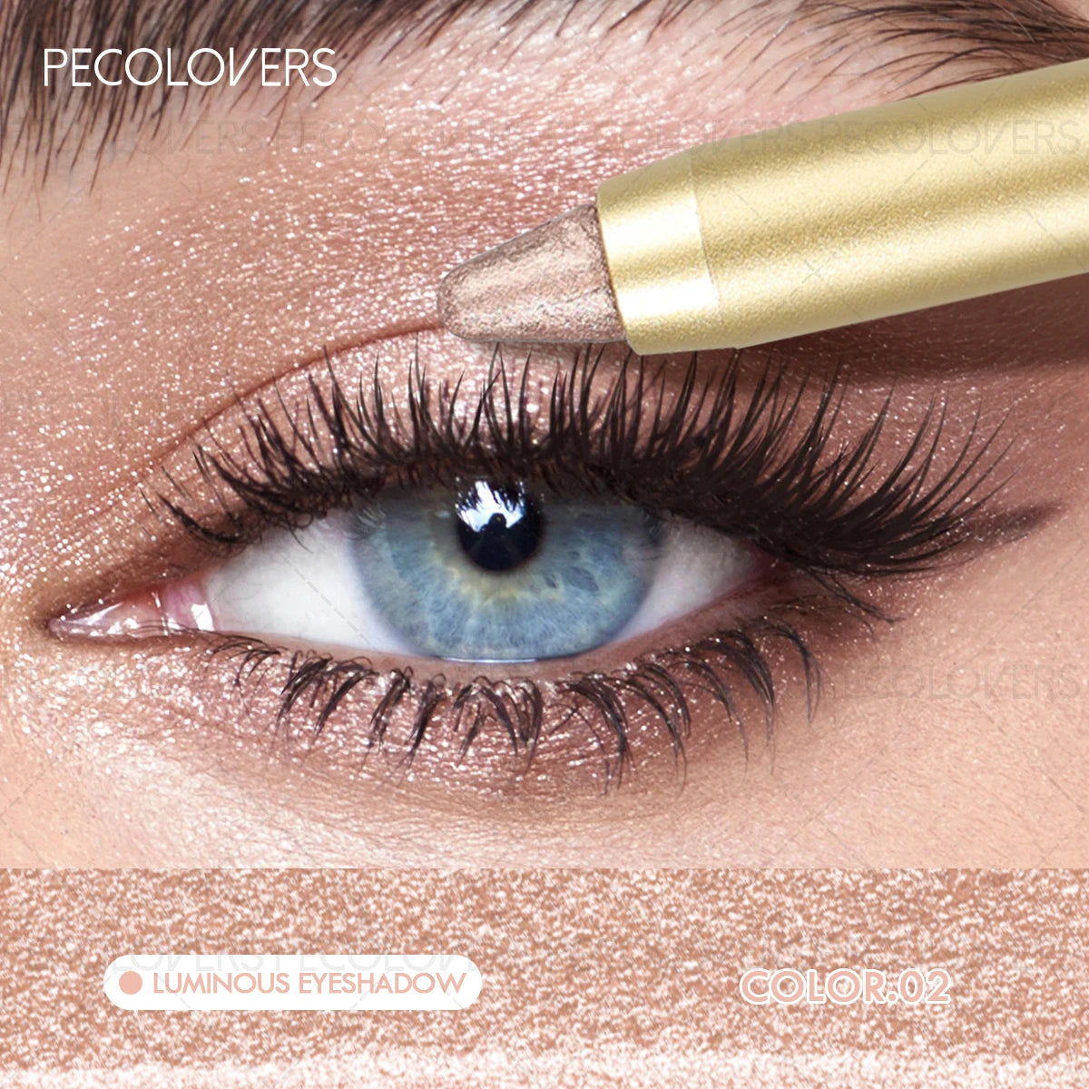 Smudge-Proof Waterproof Dual-Ended Eyeshadow Stick with Sponge Brush – Glitter & Matte Finishes