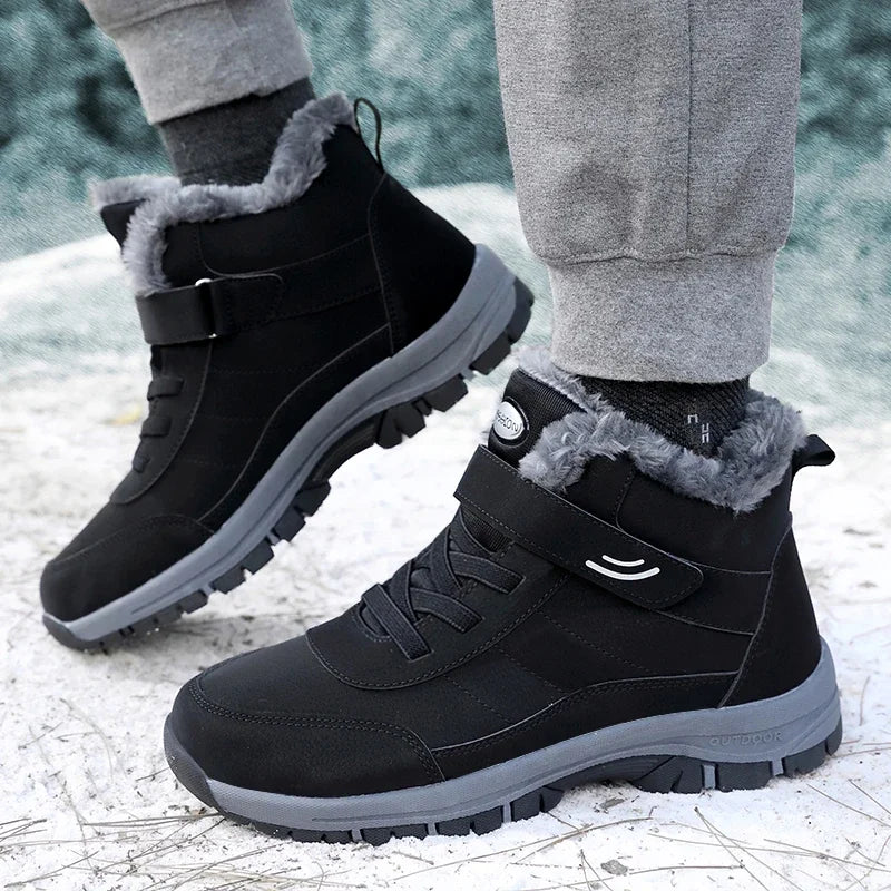 Women’s Winter Snow Boots – Warm Plush Fur Ankle Wedges, Non-Slip Waterproof Combat Hiking Boots