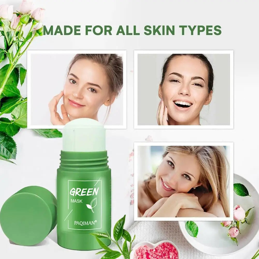 Green Tea Facial Clay Mask Stick – Deep Cleansing, Oil Control, Acne Treatment & Pore Minimizing Korean Skincare