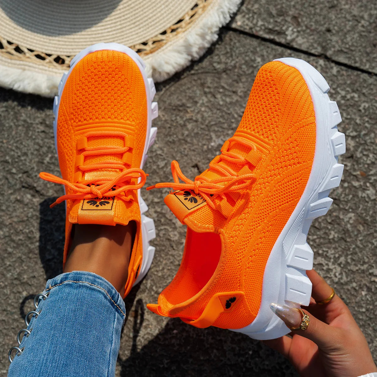Women’s Lightweight Breathable Mesh Slip-On Walking Shoes – Plus Size Comfort Non-Slip Flat Sole Casual Spring Sneakers