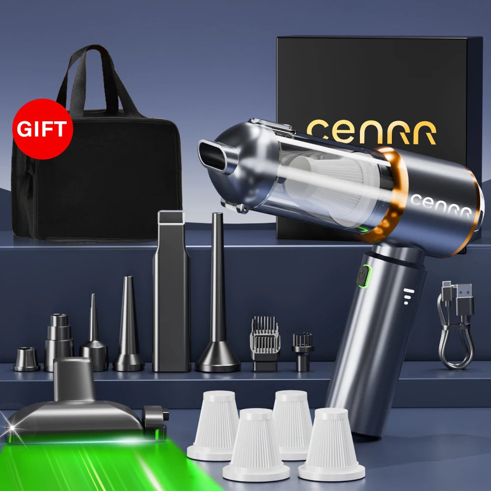 CENRR Mini Car Vacuum Cleaner 998000PA – Portable Handheld Vacuum & Blower for Car and Home Use