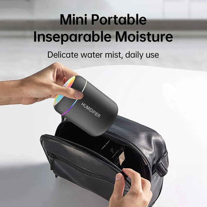 180ml Mini USB Air Humidifier & Essential Oil Diffuser – Portable Aromatherapy Mist Maker with LED Light for Car, Home & Bedroom Air Purification