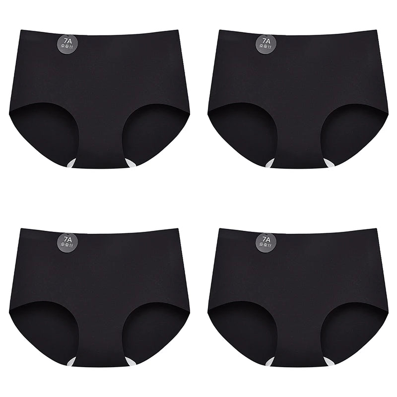 FallSweet 4-Pack Seamless Ice Silk Women’s Panties – Soft Breathable Mid-Rise No-Show Briefs Underwear