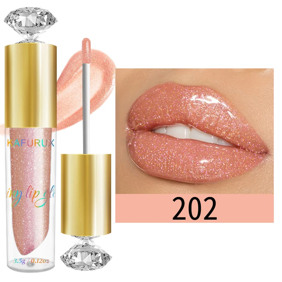 9-Color Diamond Shimmer Glitter Lip Gloss – Moisturizing Long-Lasting Sparkling Liquid Lipstick with Pearl Finish (3.5g)