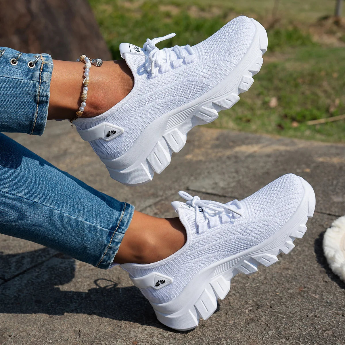 Women’s Lightweight Breathable Mesh Slip-On Walking Shoes – Plus Size Comfort Non-Slip Flat Sole Casual Spring Sneakers