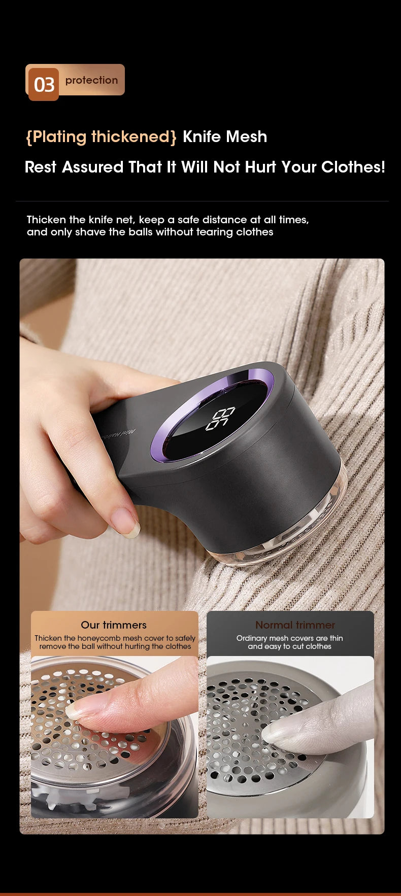 USB Rechargeable LED Electric Lint Remover for Clothes – 8000 RPM Fabric Shaver with Digital Display